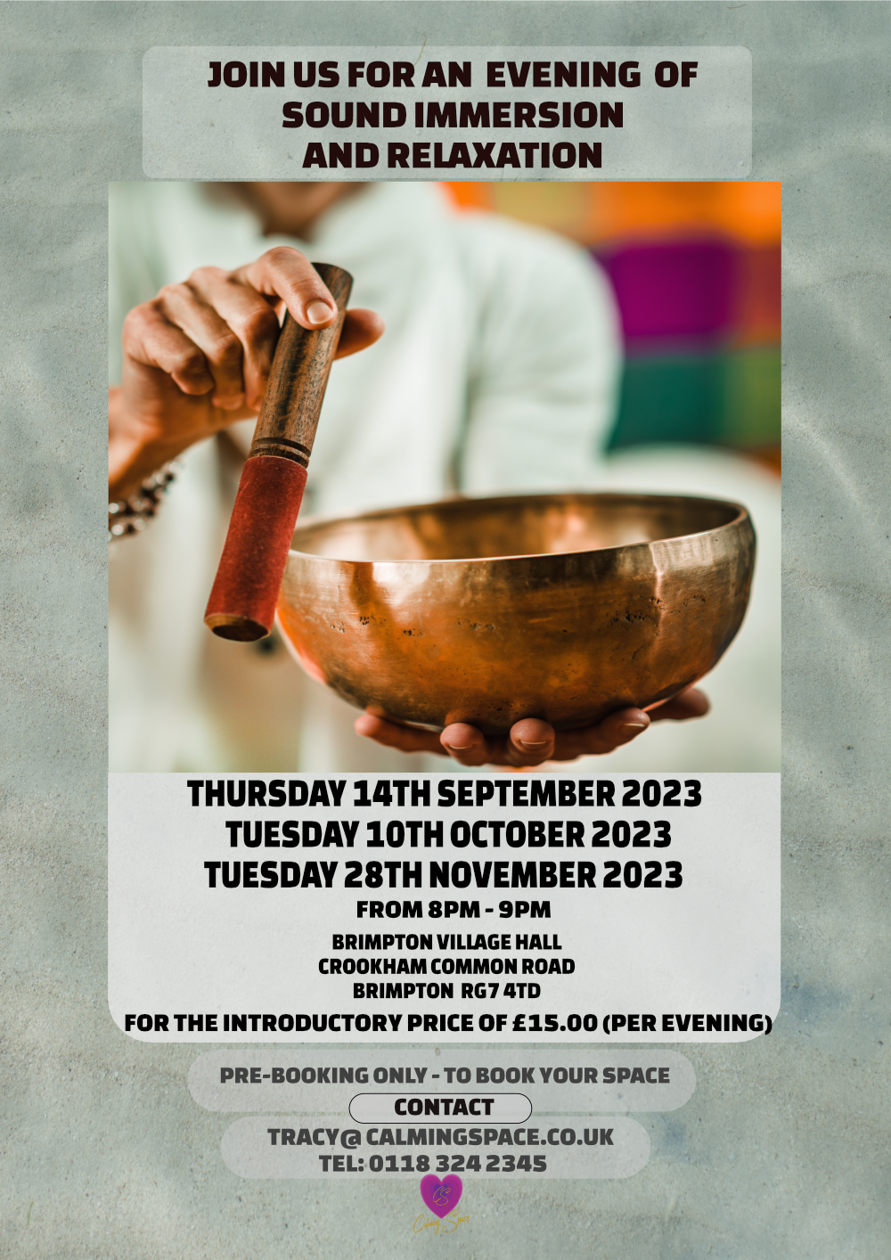 Calming Space - Events - Sound Immersion Bath - Brimpton Village Hall